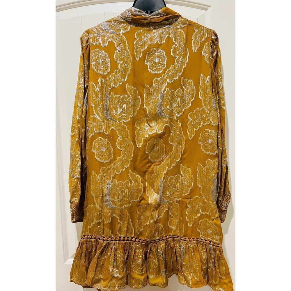 NWT❤️Anthro Maeve Tie-Neck Metallic Dress szL - Picture 6 of 11